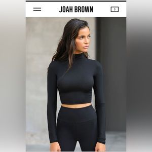 Joah Brown Cropped Mock Neck Long Sleeve